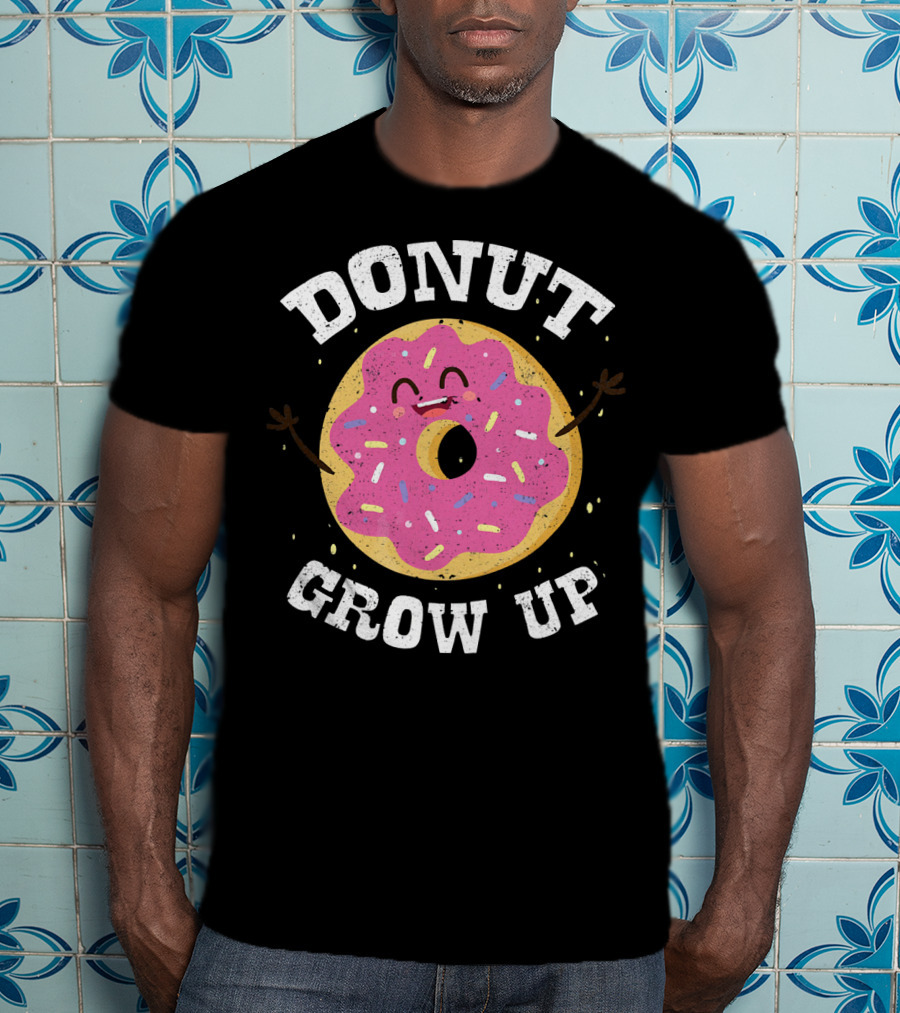 Donut Grow Up Cute Pink Frosted Dessert Foodie T-Shirt