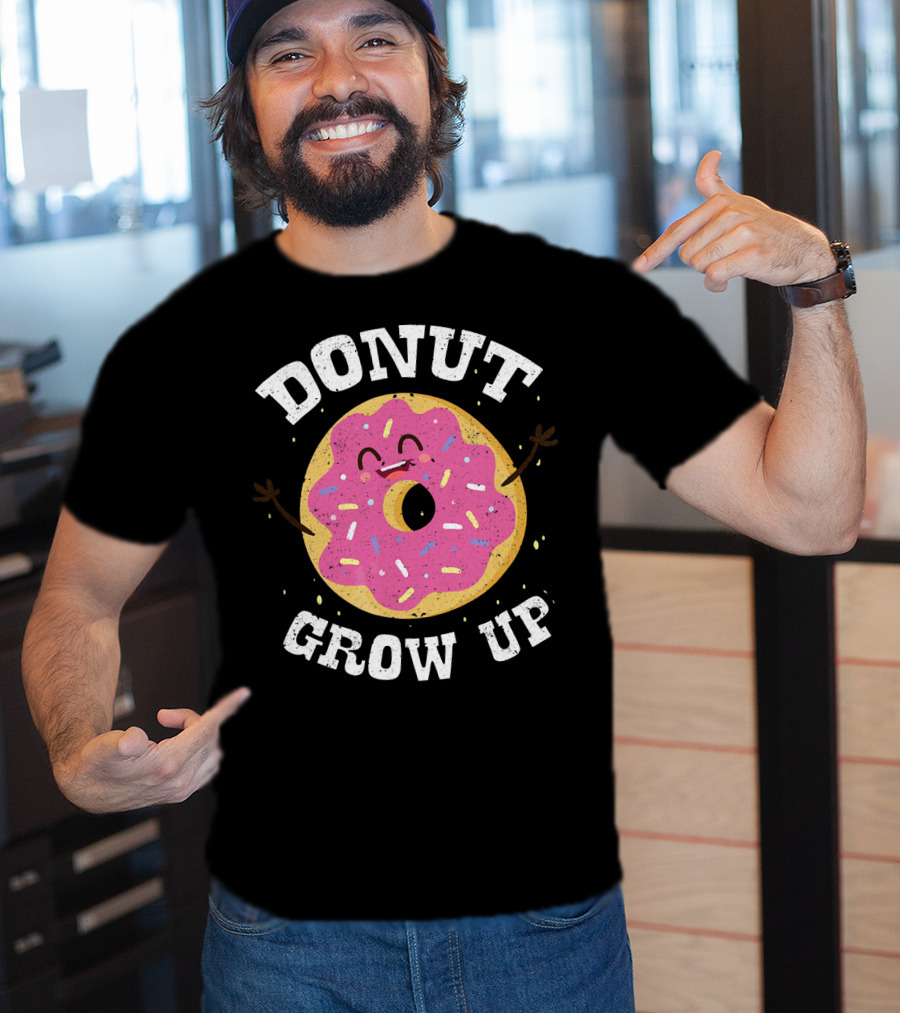 Donut Grow Up Cute Pink Frosted Dessert Foodie T-Shirt