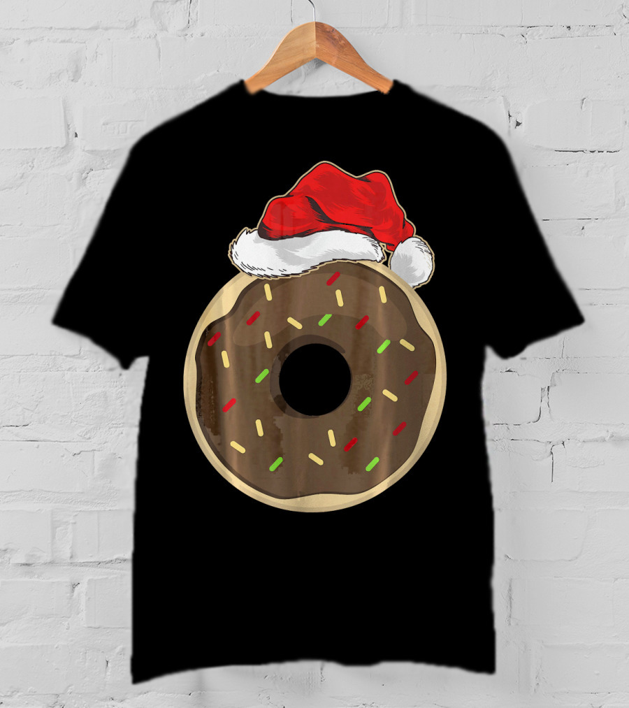 Santa Hat Donut Lover Christmas Treat T-Shirt