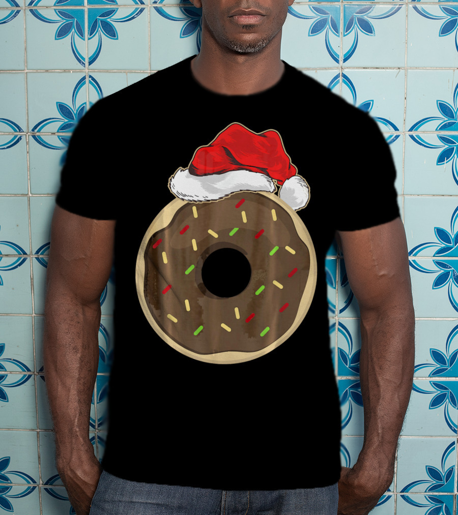 Santa Hat Donut Lover Christmas Treat T-Shirt