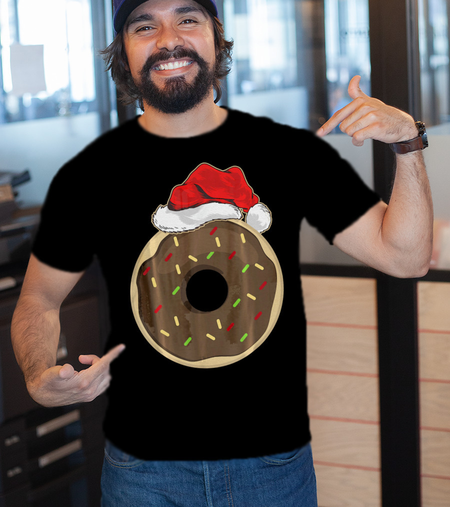Santa Hat Donut Lover Christmas Treat T-Shirt