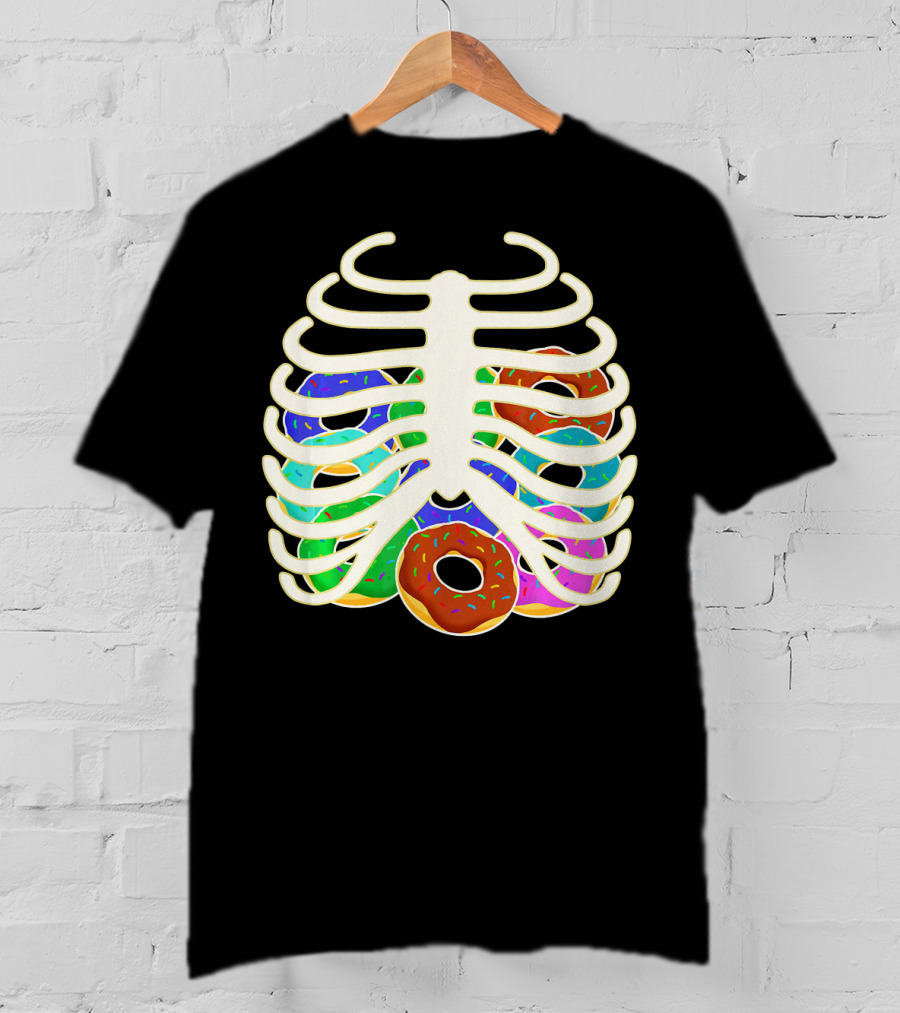 Halloween Food Costume Rib Cage Skeleton Donuts T-Shirt