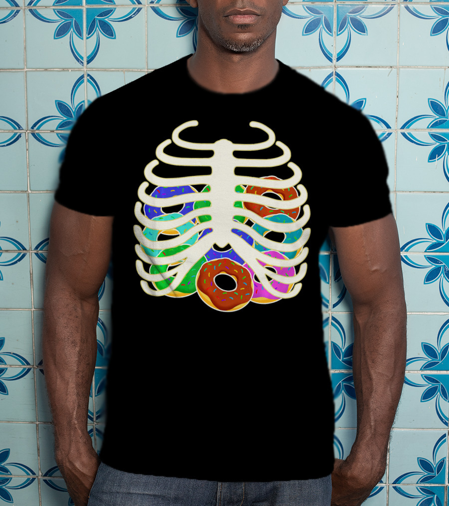 Halloween Food Costume Rib Cage Skeleton Donuts T-Shirt