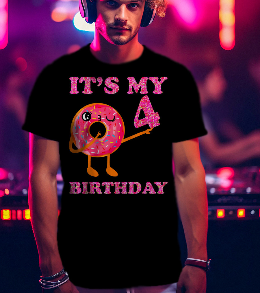 It's My 4 Birthday Fun Kids Sweet Donut T-Shirt