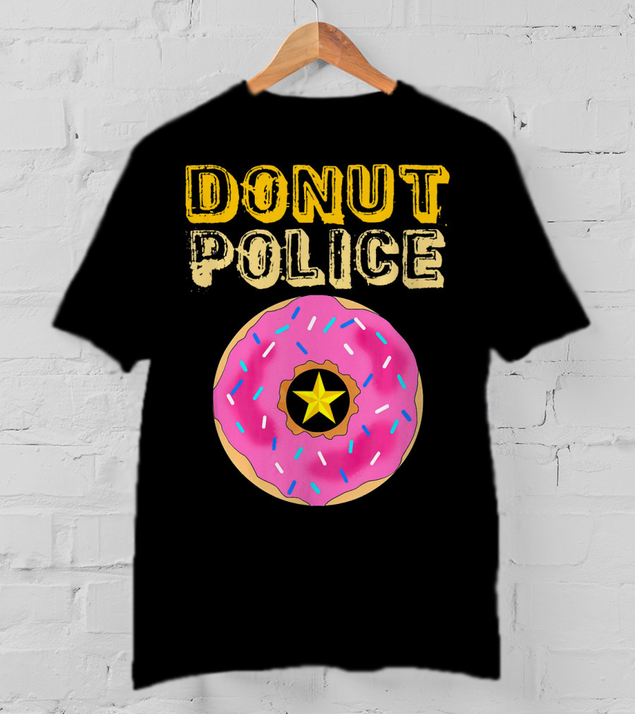 Donut Police Funny Doughnut Lovers And Pink Sprinkled Star Badge T-Shirt