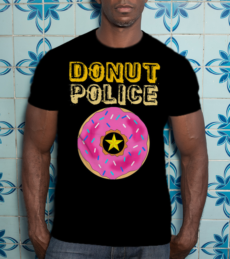 Donut Police Funny Doughnut Lovers And Pink Sprinkled Star Badge T-Shirt