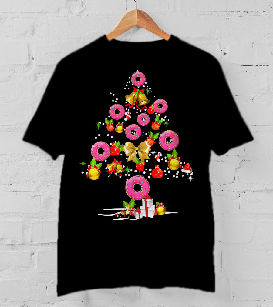 Donut Christmas Tree Merry Costume Featuring Festive Funny Holiday Elements T-Shirt