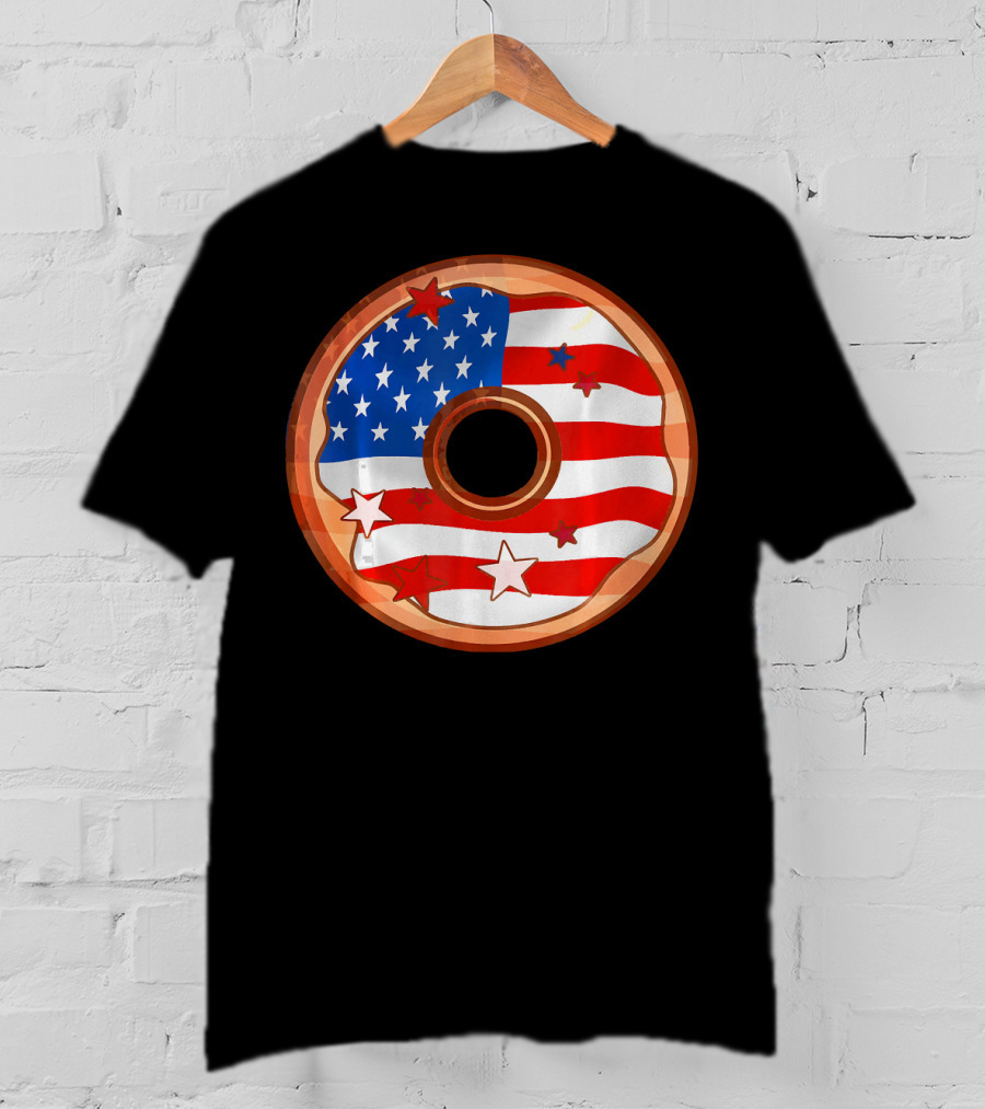 American Flag Donut USA Patriotic Doughnut T-Shirt