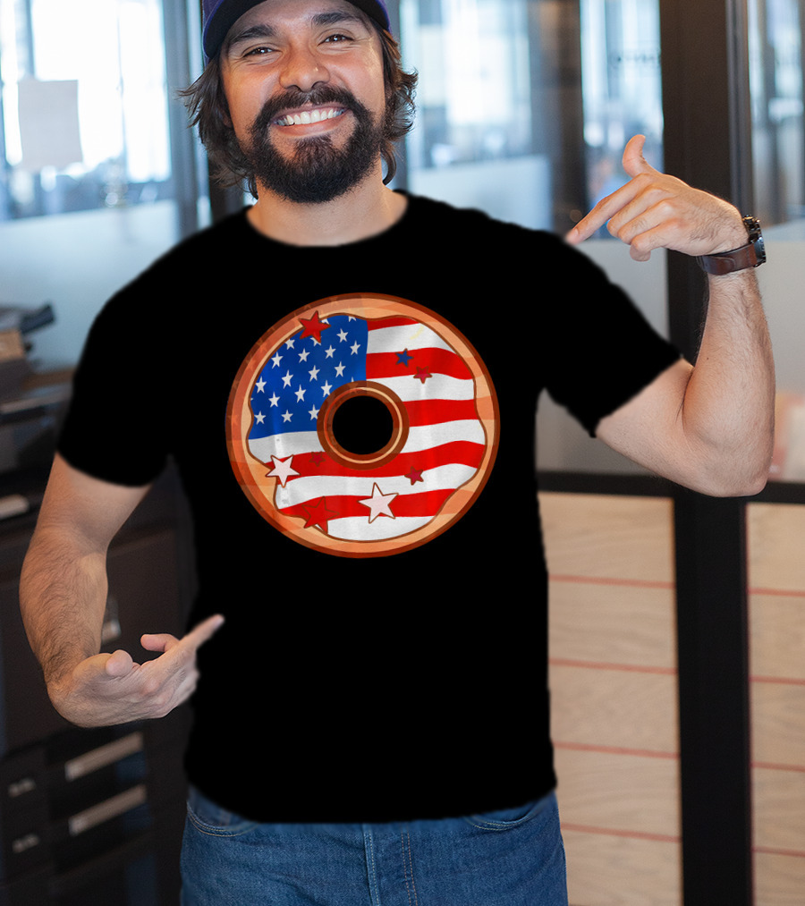 American Flag Donut USA Patriotic Doughnut T-Shirt