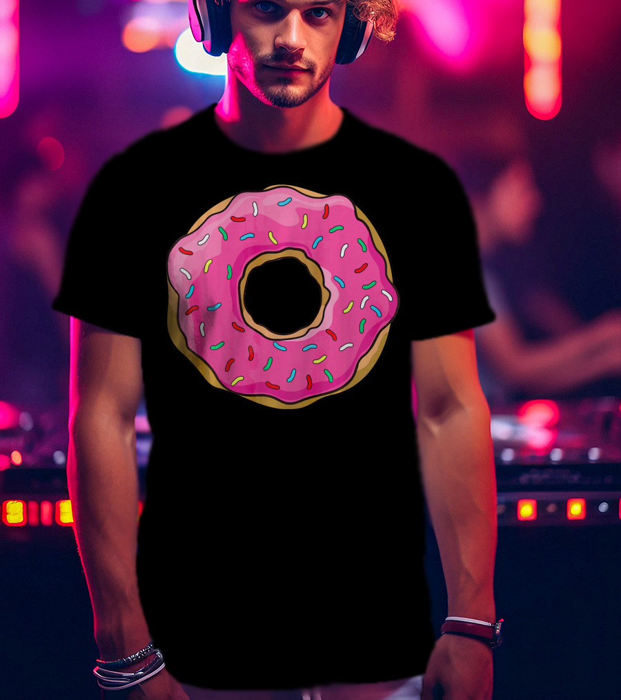 Big Pink Sprinkled Donut Iconic Sweet Treat T-Shirt