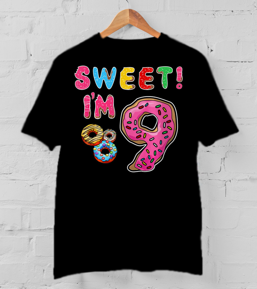 Sweet I'm 9 With Colorful Donuts T-Shirt