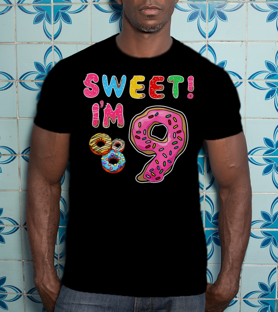 Sweet I'm 9 With Colorful Donuts T-Shirt