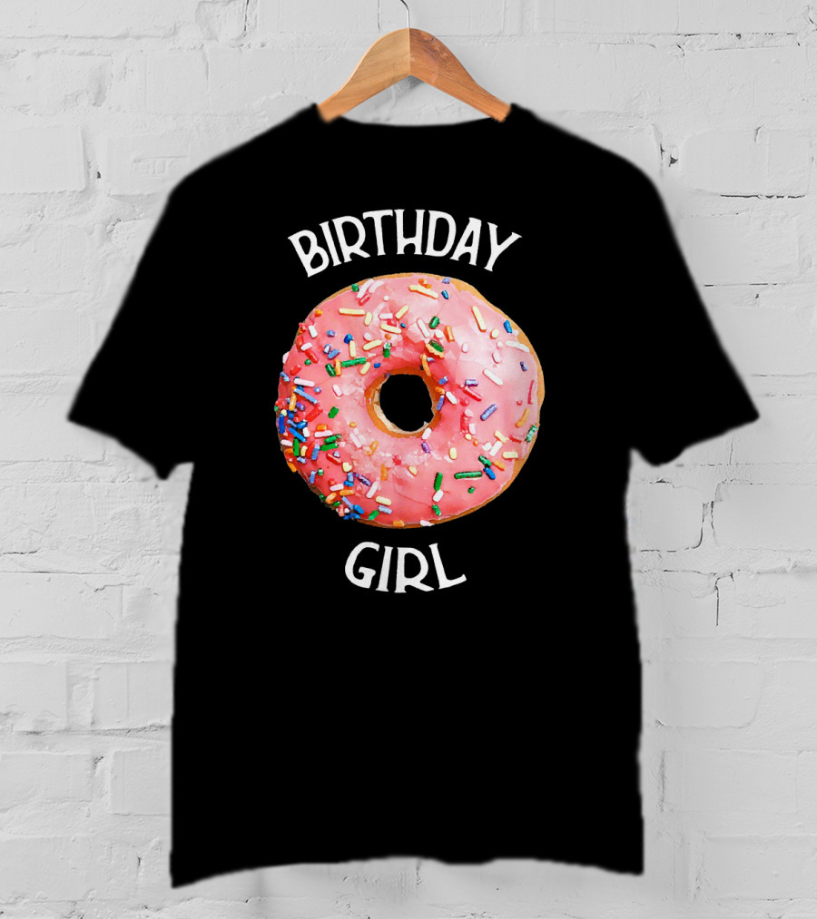 Birthday Girl Donut With Pink Icing And Rainbow Sprinkles T-Shirt