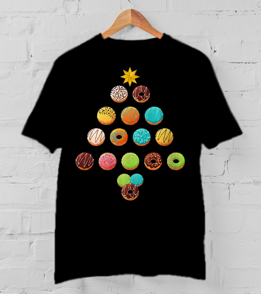 Funny Donut Lover Christmas Tree T-Shirt