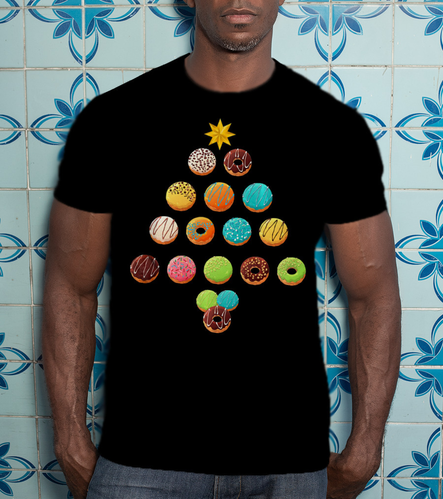Funny Donut Lover Christmas Tree T-Shirt