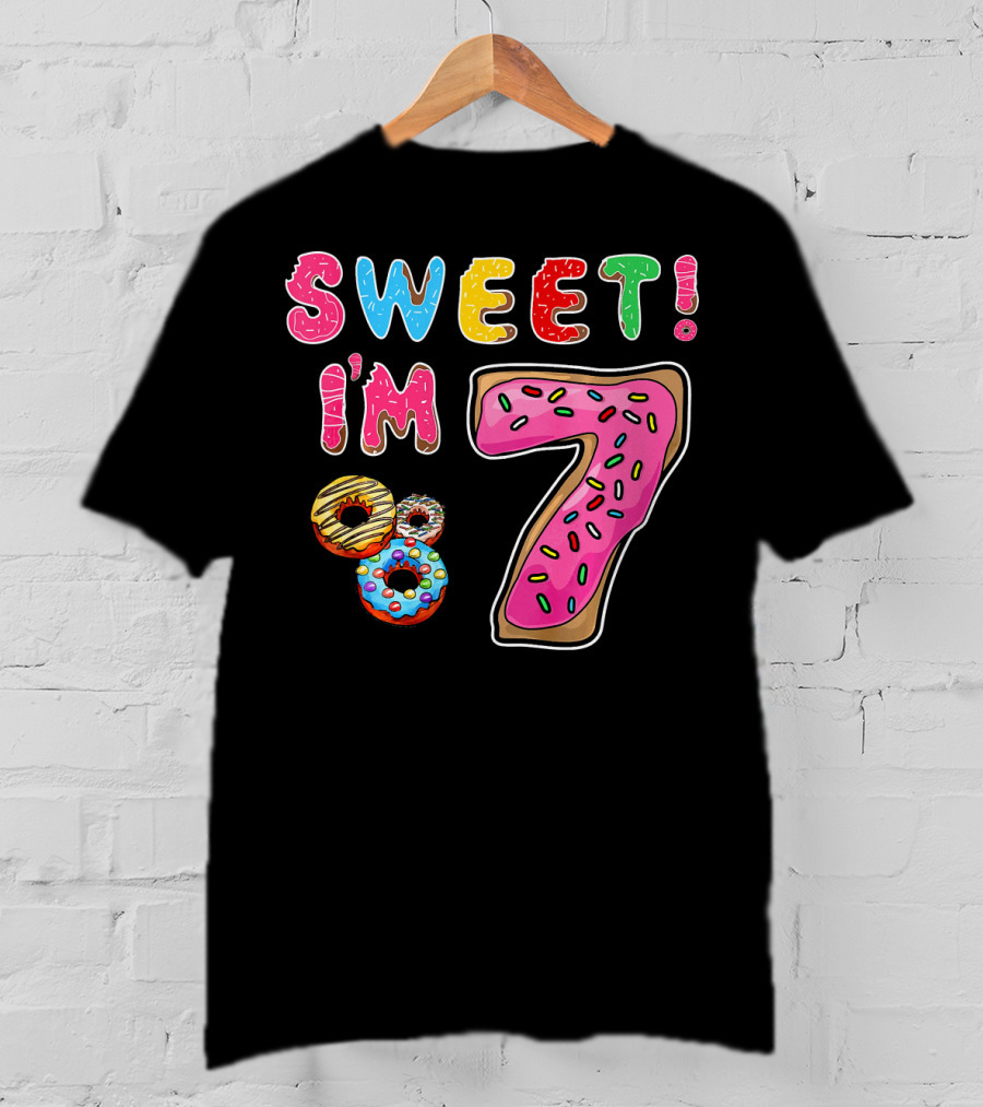 Sweet I'm 7 Donut Birthday T-Shirt