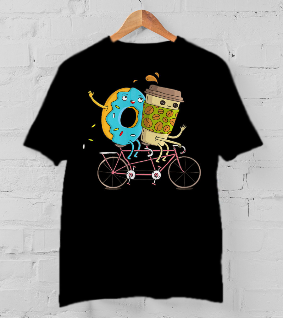 Coffee And Donut Tandem Bicycle Ride Fun T-Shirt