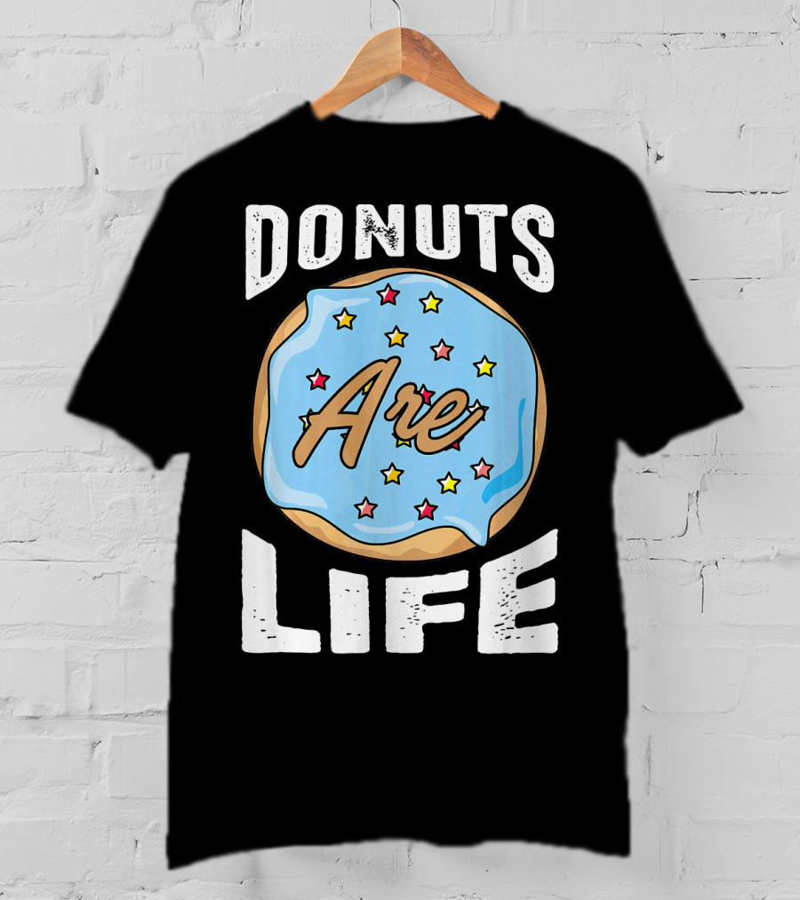 Donuts Are Life Blue Frosted Donut With Stars T-Shirt