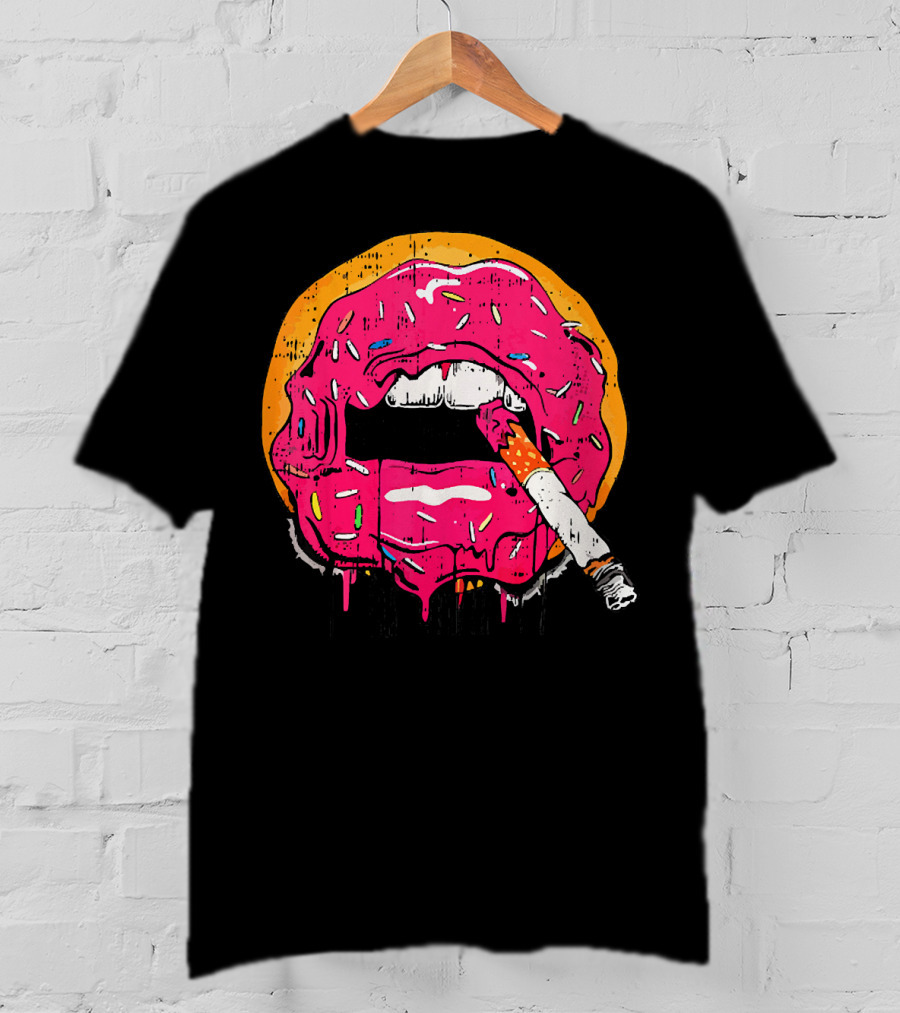 Donut Lips Cigarette Cool Sweet Doughnut T-Shirt