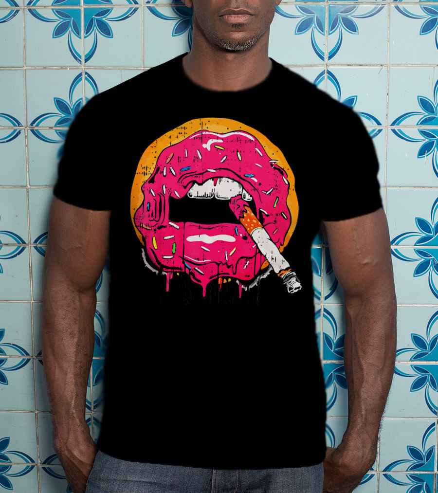 Donut Lips Cigarette Cool Sweet Doughnut T-Shirt