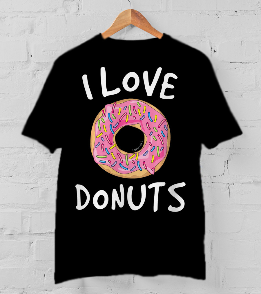 I Love Donuts Pink Sprinkles Funny Donut T-Shirt