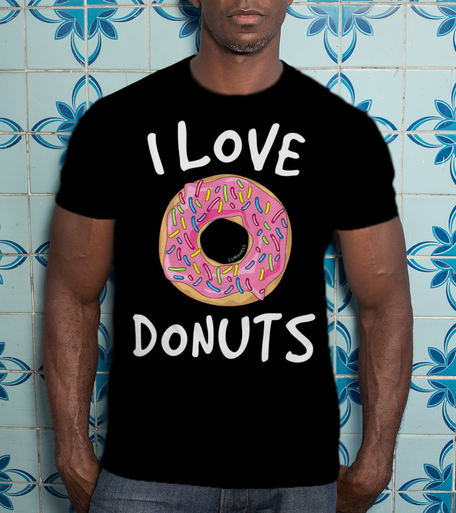 I Love Donuts Pink Sprinkles Funny Donut T-Shirt