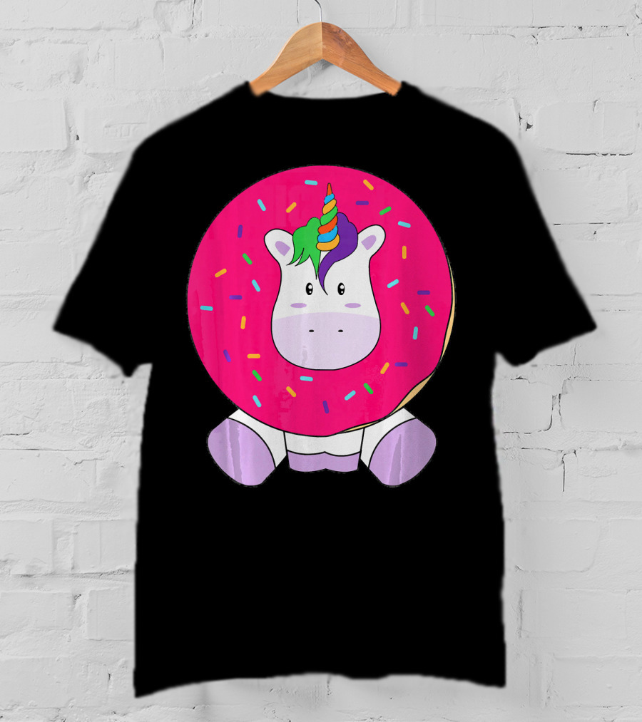 Kawaii Unicorn Donut With Sprinkles Cute Girly T-Shirt