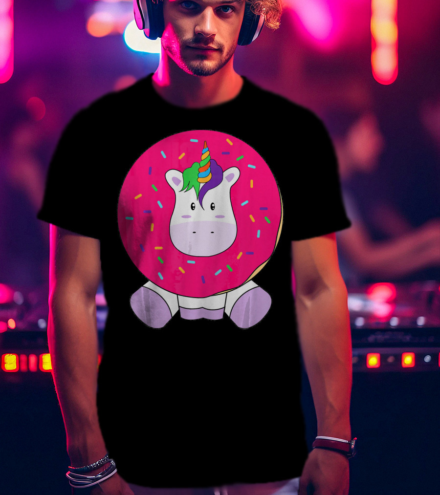 Kawaii Unicorn Donut With Sprinkles Cute Girly T-Shirt