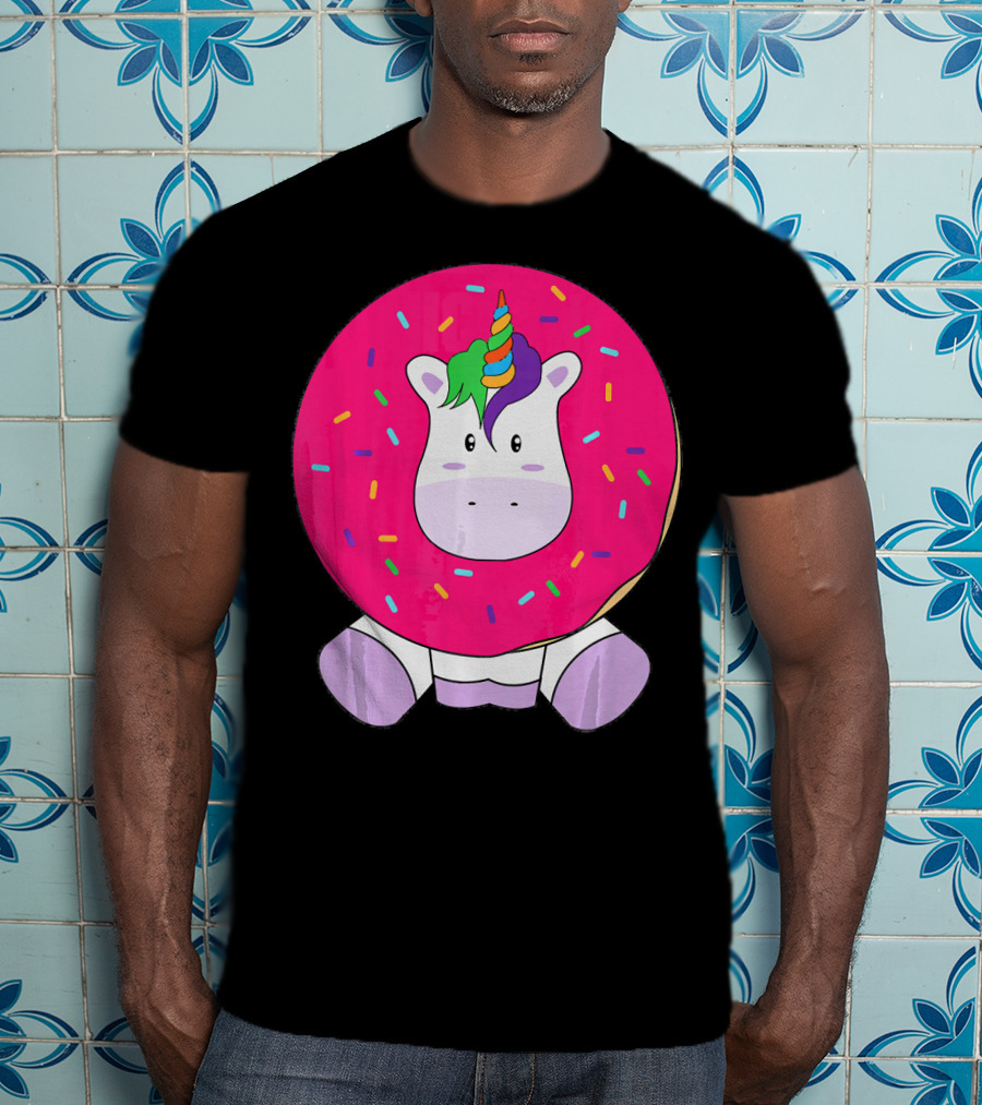 Kawaii Unicorn Donut With Sprinkles Cute Girly T-Shirt