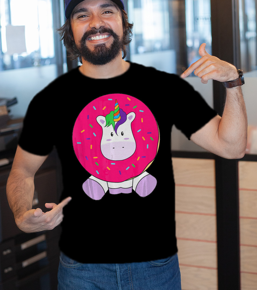 Kawaii Unicorn Donut With Sprinkles Cute Girly T-Shirt