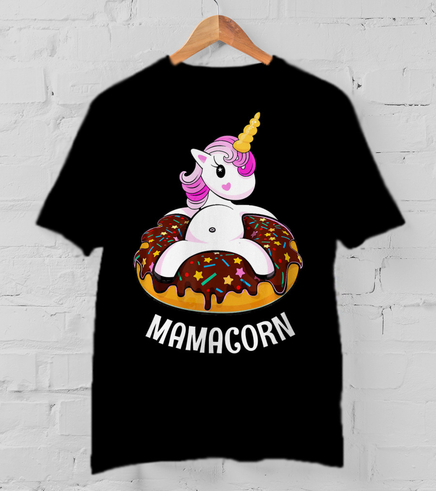 Mamacorn Unicorn Donut With Sprinkles And Stars T-Shirt