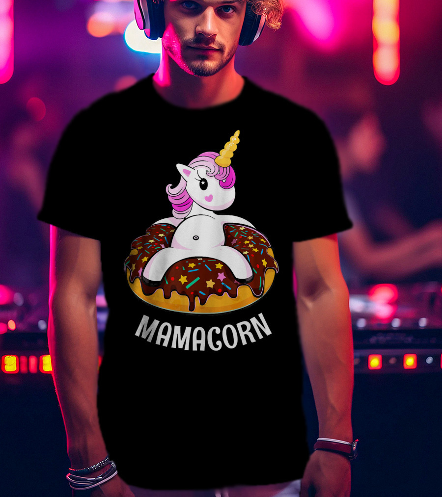 Mamacorn Unicorn Donut With Sprinkles And Stars T-Shirt