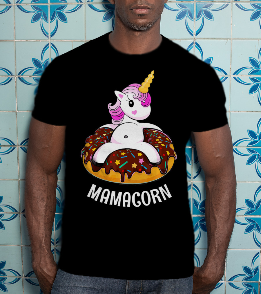Mamacorn Unicorn Donut With Sprinkles And Stars T-Shirt