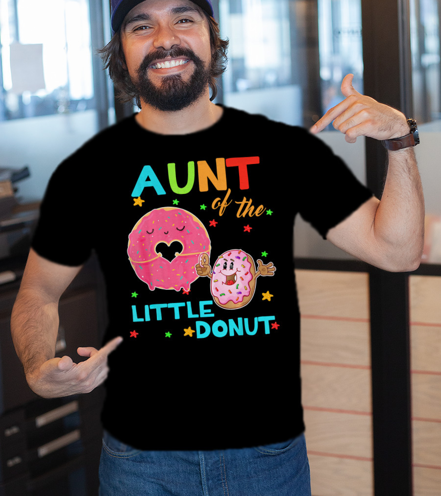 Aunt Of The Little Donut Birthday Colorful Star Sprinkles T-Shirt