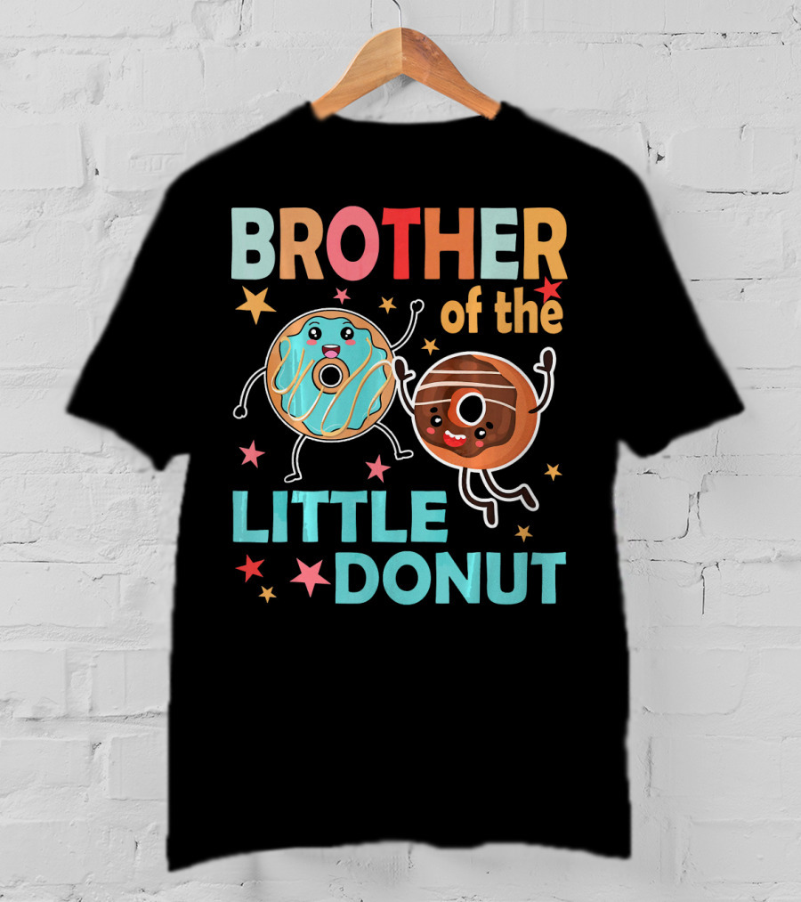 BROTHER OF THE LITTLE DONUT Cute Cartoon Characters With Stars And Sprinkles T-Shirt