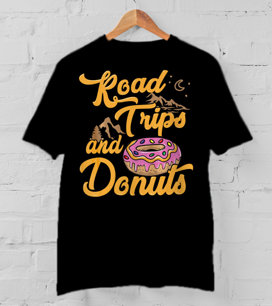 Road Trips And Donuts Mountain Night Moon T-Shirt