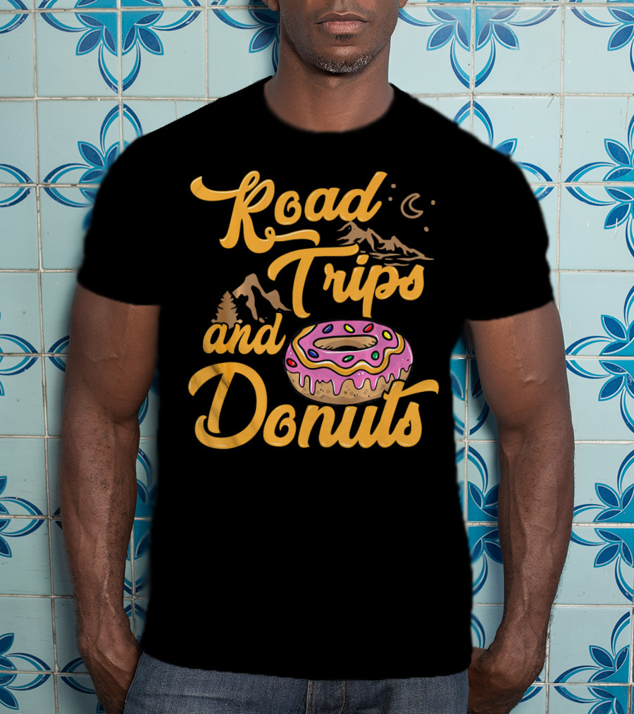 Road Trips And Donuts Mountain Night Moon T-Shirt
