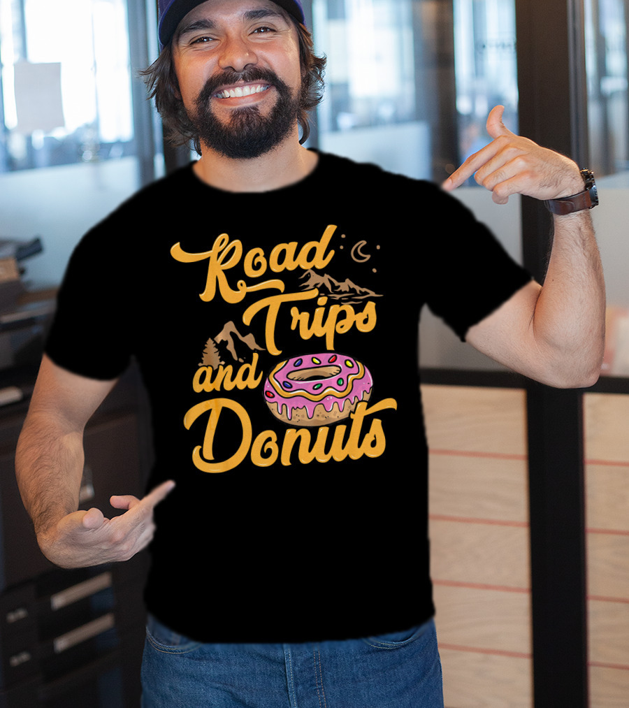 Road Trips And Donuts Mountain Night Moon T-Shirt