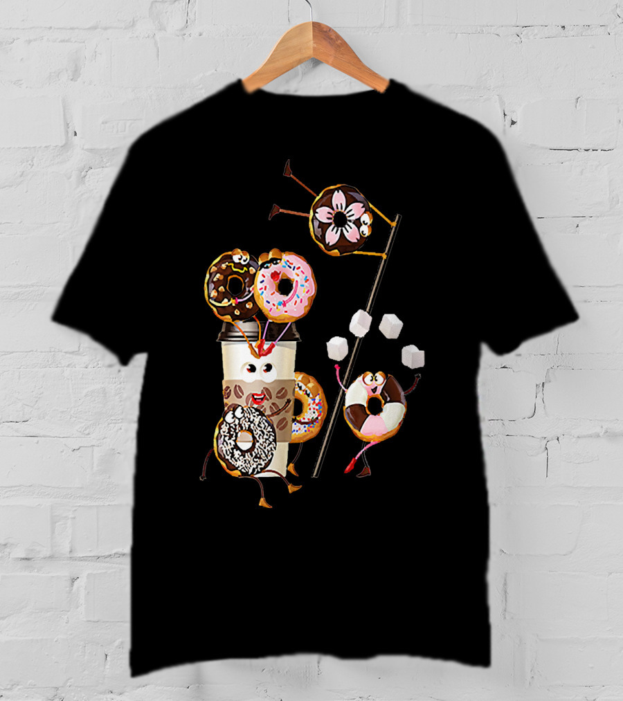Donut Glazed And Confused Funny Donut Coffee Party With Juggling Donuts T-Shirt