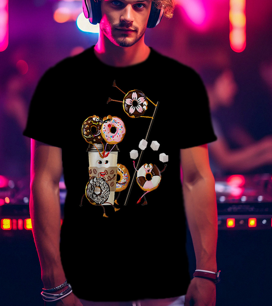 Donut Glazed And Confused Funny Donut Coffee Party With Juggling Donuts T-Shirt
