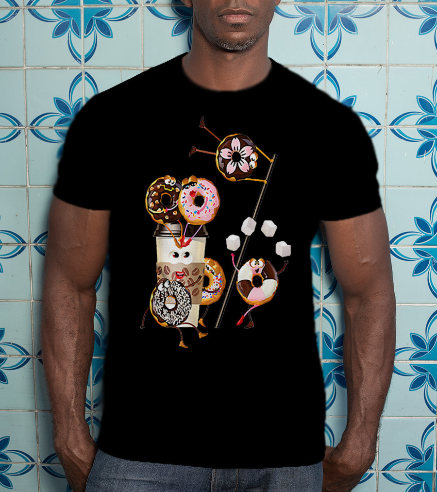 Donut Glazed And Confused Funny Donut Coffee Party With Juggling Donuts T-Shirt