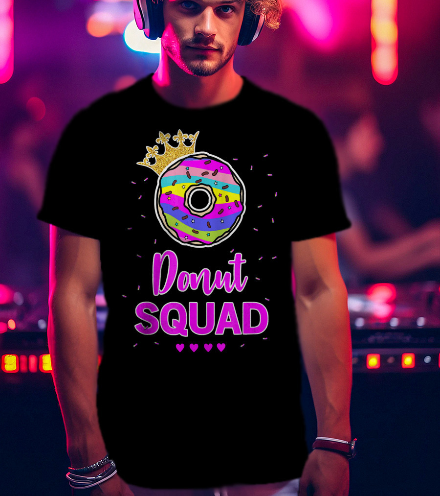 Donut Squad Birthday Girl With Crown And Hearts T-Shirt