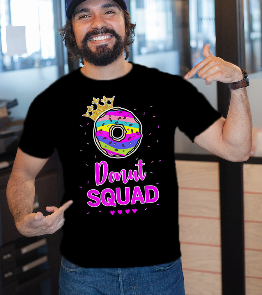 Donut Squad Birthday Girl With Crown And Hearts T-Shirt