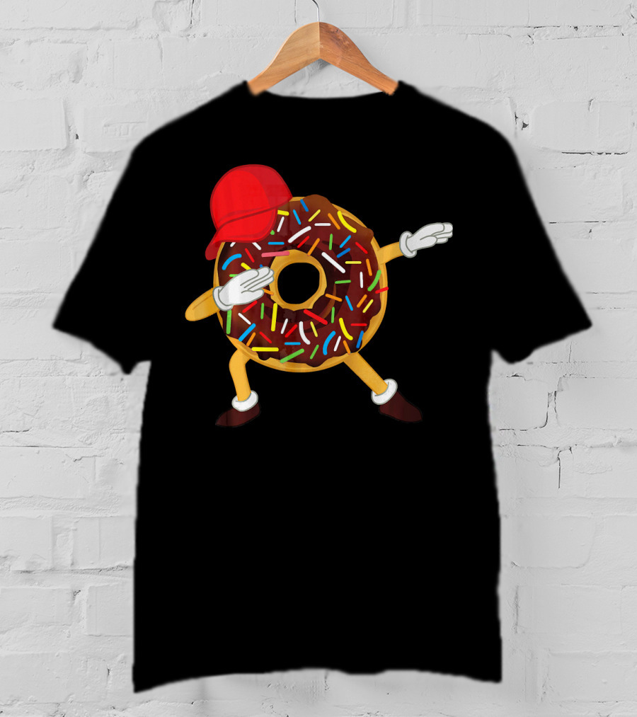 Dabbing Chocolate Sprinkles Donut With Red Hat T-Shirt