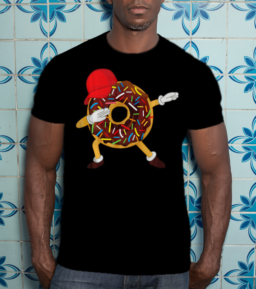 Dabbing Chocolate Sprinkles Donut With Red Hat T-Shirt