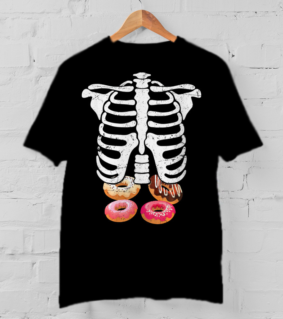 Skeleton Pregnancy Donut X Ray Ribcage Treats T-Shirt