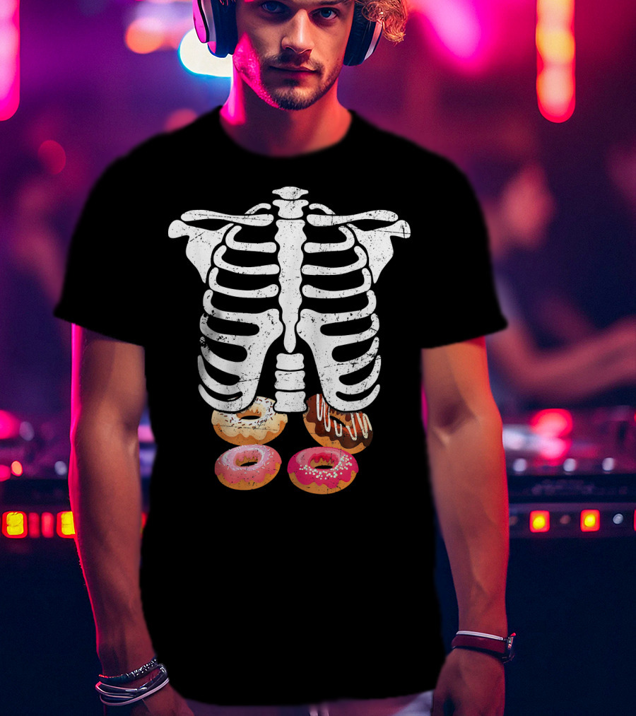 Skeleton Pregnancy Donut X Ray Ribcage Treats T-Shirt