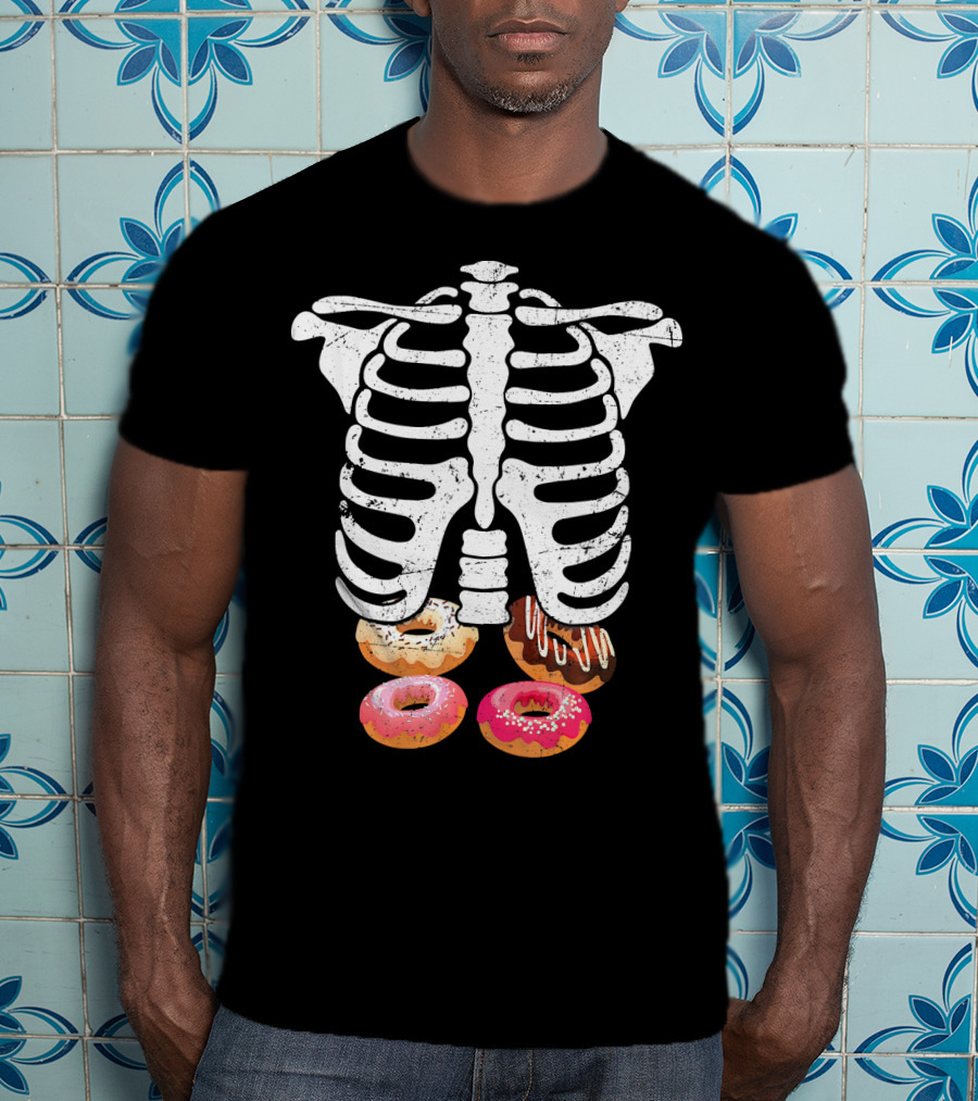 Skeleton Pregnancy Donut X Ray Ribcage Treats T-Shirt