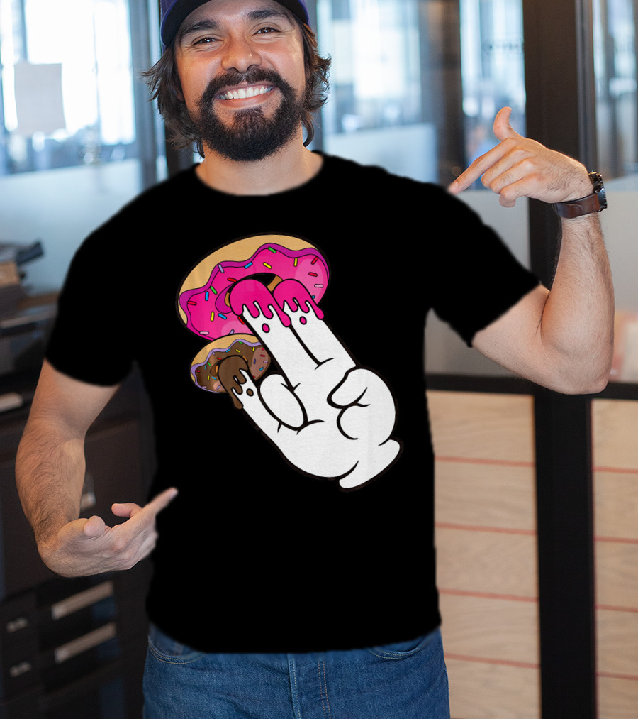 Funny Donuts With The Shocker Hand Gesture And Sprinkled Frosting T-Shirt