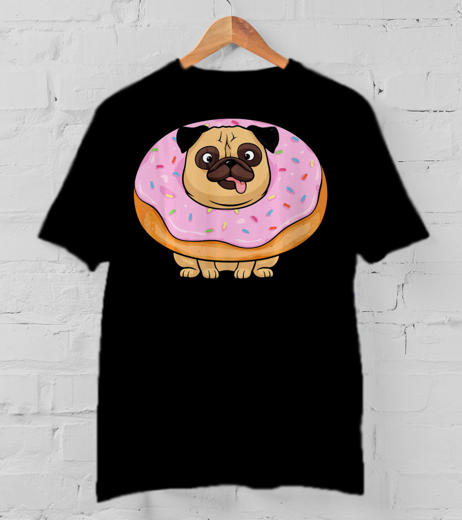 Cute Doughnut Pug Wearing A Donut Costume Sprinkles T-Shirt